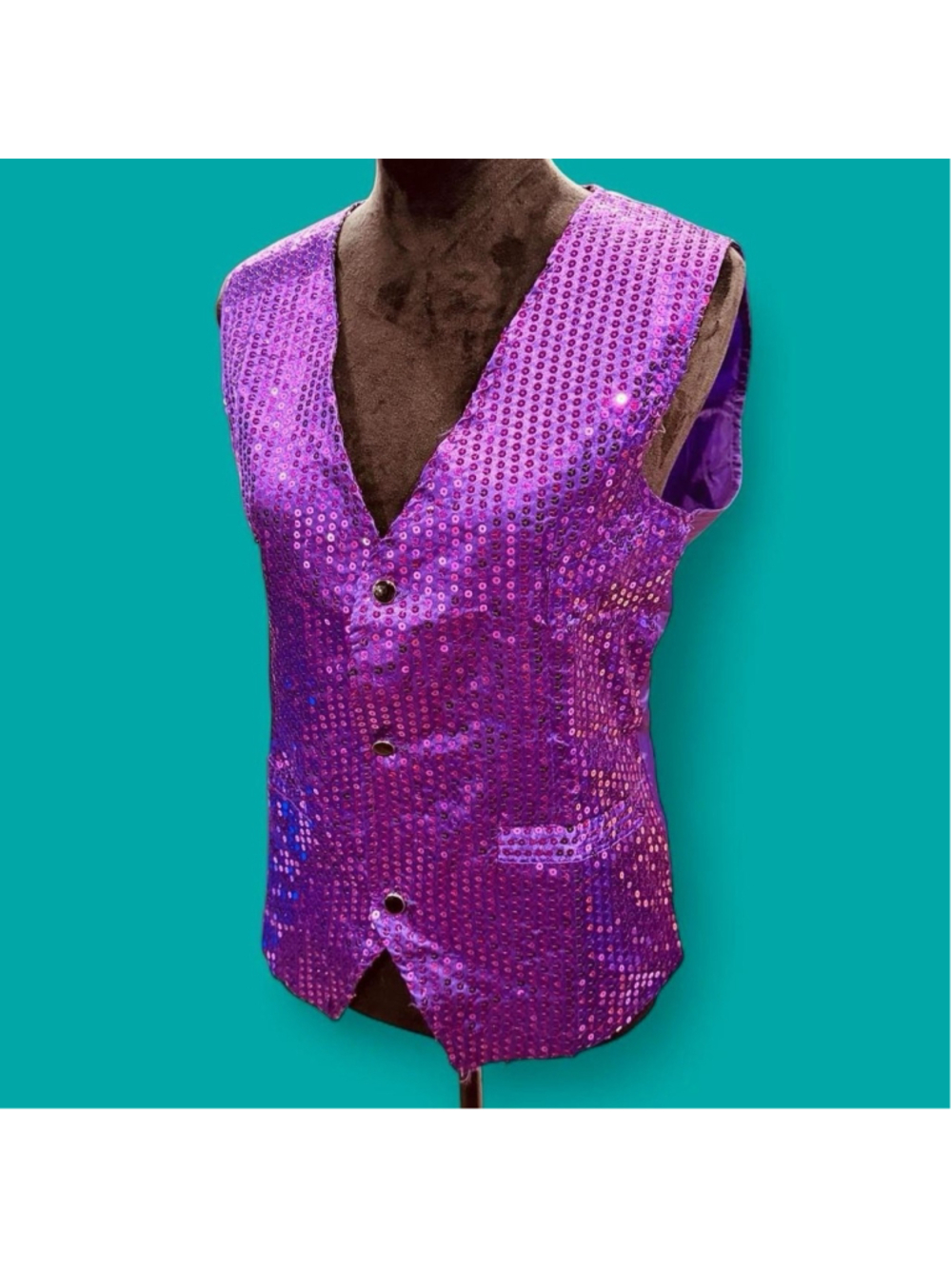 Lars Amadeus Purple Sequin Vest Women S Party Club Festival Stage Top Costume